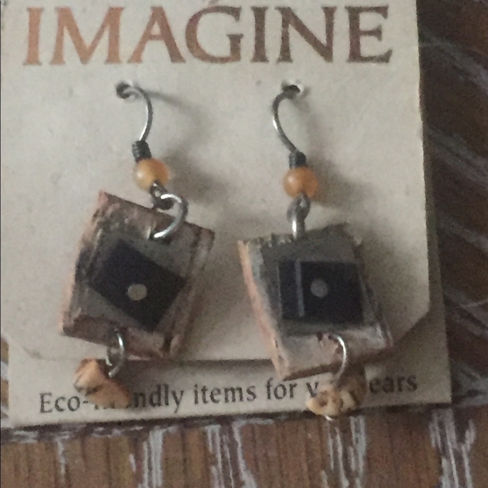 Anthropologie hand made birchbark earrings Eco